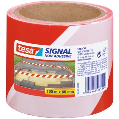 Sperrebånd rød/hvit 100mx80mm ikke klebende-1